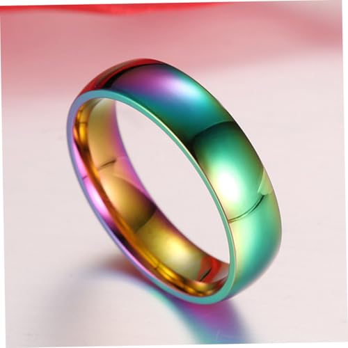 Tofficu Bunter Titanstahl Damenring Regenbogenring Mode Schmuck für Frauen und Damen von Tofficu