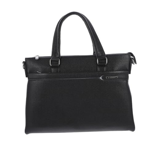 Tofficu Business Laptop Tasche aus Schwarzem Pu leder Verstellbare Schultertasche Geräumige Aktentasche für Herren Multifunktionale Handtasche für Beruf Studium und Alltag von Tofficu