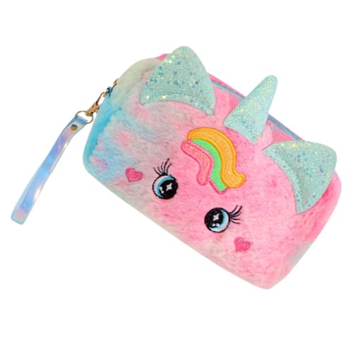 Tofficu Federmäppchen Einhorn Flauschige Stiftetaschen Kosmetiktasche Für Damen Reisekosmetiktasche Outdoor-Kosmetiktasche Schreibwarenetui Für Plüsch Draussen Beauty-Tasche Student von Tofficu