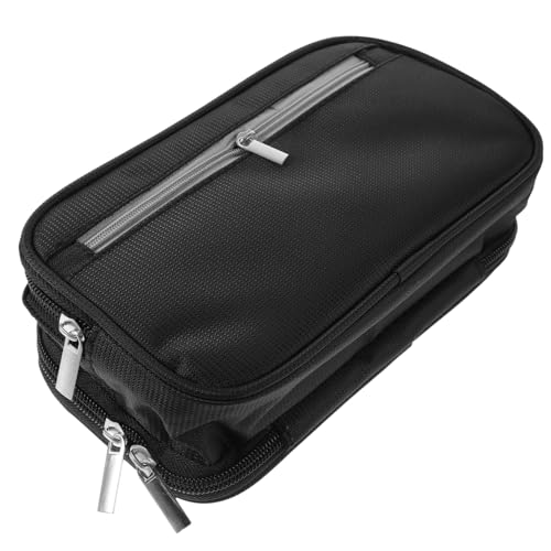 Tofficu Großes Federmäppchen mit DREI Fächern Vielseitiges Stifteetui mit Großer Kapazität Tragbare Federtasche für Schule Büro Lehrer Schüler und Erwachsene Schwarzes Schreibwaren von Tofficu