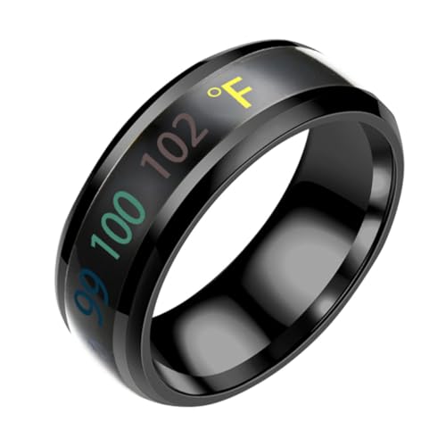 Tofficu Intelligenter Unisex Ring Schwarz Temperaturanzeige Verlobungsring Partnerring Einfaches Design Für Jahrestag Hochzeit von Tofficu