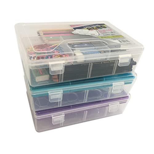 Tofficu Kasten Aufbewahrungskoffer für Schreibwaren Clear Pencil case schreibwaren Organizer Behälter für Zeichenwerkzeuge Spielzeugbehälter Büro Multifunktionales Stiftetui Doppelschicht von Tofficu