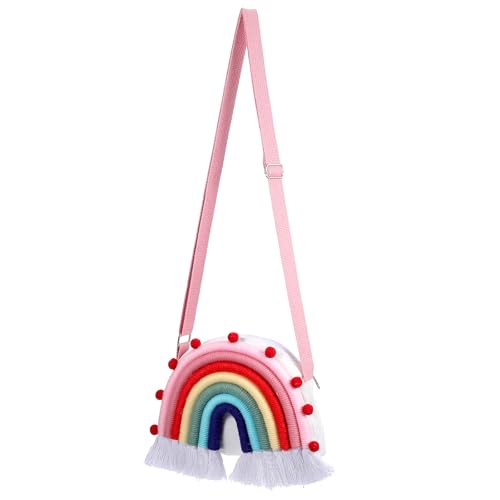 Tofficu Kleinkindkinder Regenbogen -Crossbody -Tasche - Verstellbarer Schultergurt Reißverschluss Süße Regenbogenhandtasche Für Kleine Mädchen Hängende Wanddekoration Kindertasche von Tofficu