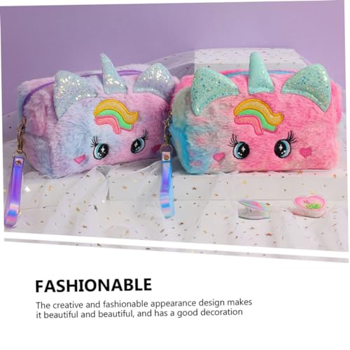 Tofficu Kuschelige Kosmetiktasche mit Einhorn Motiv Leichte Tragbare Schminktasche für Damen und Mädchen Multifunktionaler Kulturbeutel für Reisen und Aufbewahrung von Make Up und von Tofficu
