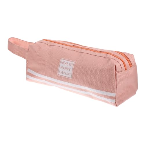 Tofficu Mäppchen modische Kosmetiktasche Stift-Organizer-Etui doppellagige Kosmetiktasche Bleistiftbeutel aus Segeltuch Makeup Tasche Cosmetic Bag Reißverschlusstasche Hohe Kapazität Rosa von Tofficu