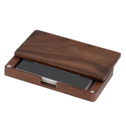Tofficu Magnetischer Visitenkartenhalter aus Echtem Holz Tragbares Kartenetui mit Robustem Design für Business Reisen und Professionellen Gebrauch Kompakte Aufbewahrung für Visiten und von Tofficu