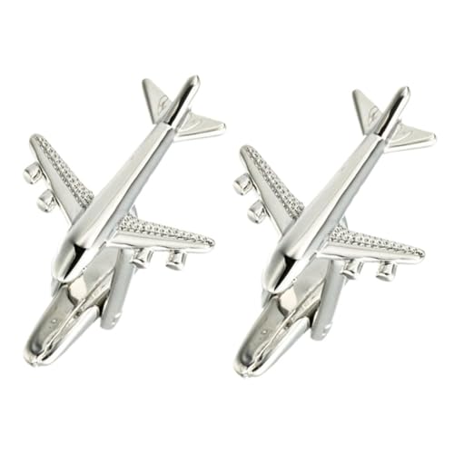 Tofficu Manschettenknöpfe Herren Flugzeug Design Kleine Silberne Schmuck Knöpfe aus Langlebigem Kupfer Dekorative Shirt Cufflinks für Anzüge Eleganter Stil für Business und Besondere von Tofficu