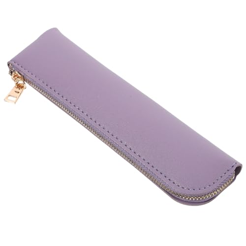 Tofficu Multifunktionales Federmäppchen PU Leder Stifteetui mit Reißverschluss Großer Kapazität Vielseitige Stifttasche für Schule Büro Makeup Organizer Elegantes Violettes von Tofficu