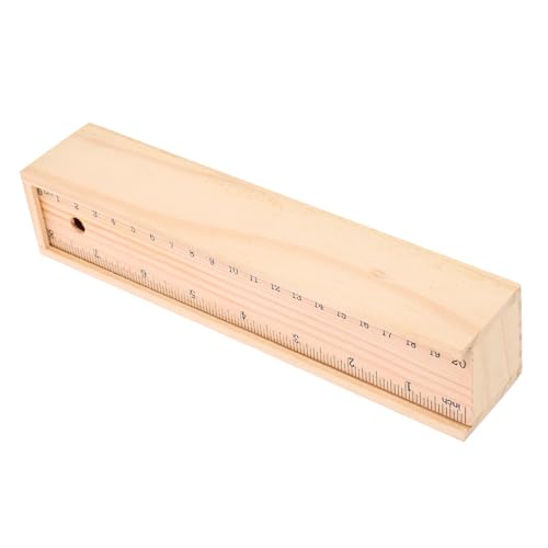 Tofficu Multifunktionales Holz Federmäppchen mit Lineal Flaches Kleines Stifteetui Schreibtisch Organizer für Stifte und Schreibwaren Geräumige Aufbewahrungsbox für Schule und Büro von Tofficu