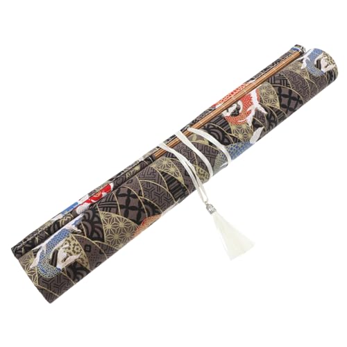 Tofficu Rollen Stifttasche pinselrolle Pinsel reiseetui Bleistifthüllen aus Holz Pinselhalter blumiges Federmäppchen Aufbewahrungstasche für Garn Nähwerkzeugkoffer Pinsel-Reiseetui Bambus von Tofficu