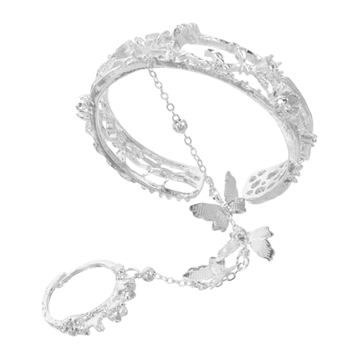 Tofficu Silberner Schmetterling Ring Armband Verknüpftes Fingerketten Schmuckstück für Damen Leichtes Langlebiges Handgelenk Accessoire Geeignet für Kleine Handgelenke und Vielseitige von Tofficu