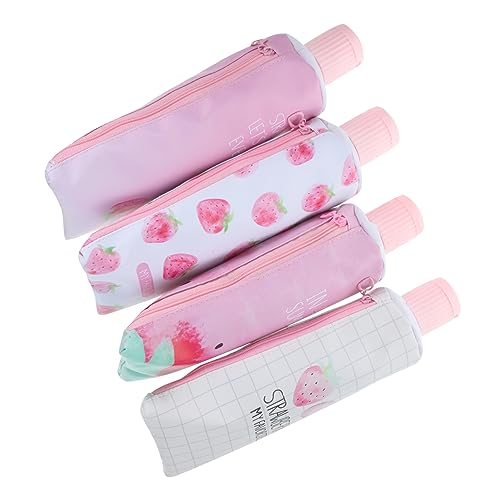 Tofficu 4stücke Ästhetisches Federmäppchen Süßes Federmäppchen Kleines Für Mädchen Platz Für Schreibwaren Vielseitig Einsetzbar Trendiges Design Make-up-pinselhalter Pu-Material von Tofficu