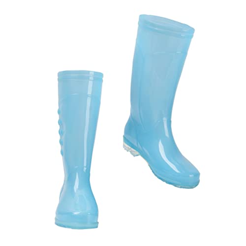 Tofficu Transparente Damen Gummistiefel Hohe PVC Regenstiefel Rutschfest Abriebfest Praktisch Für Gartenarbeit Outdoor Regenwetter von Tofficu