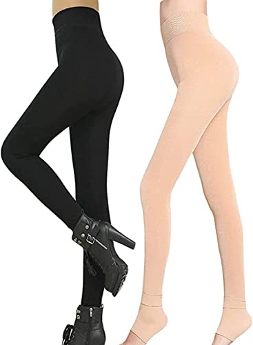 Tofox Thermoleggins für Damen 2 Pack Leggings Gefüttert Winter High Waist Gefütterte Leggings Winter Blickdicht Samt Legging Warm von Tofox