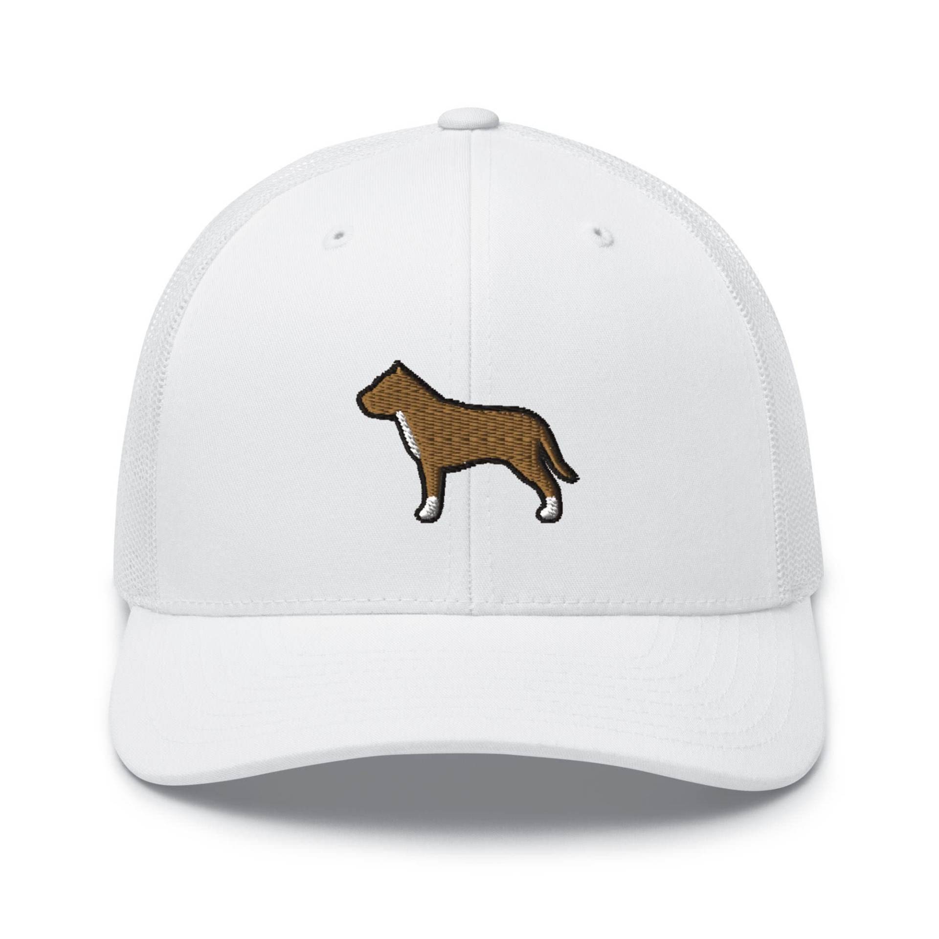 American Pit Bull Terrier Gestickte Retro Trucker-Mütze - Strukturiert Mit Netzrücken in Verschiedenen Farben von TofuTigerStudio