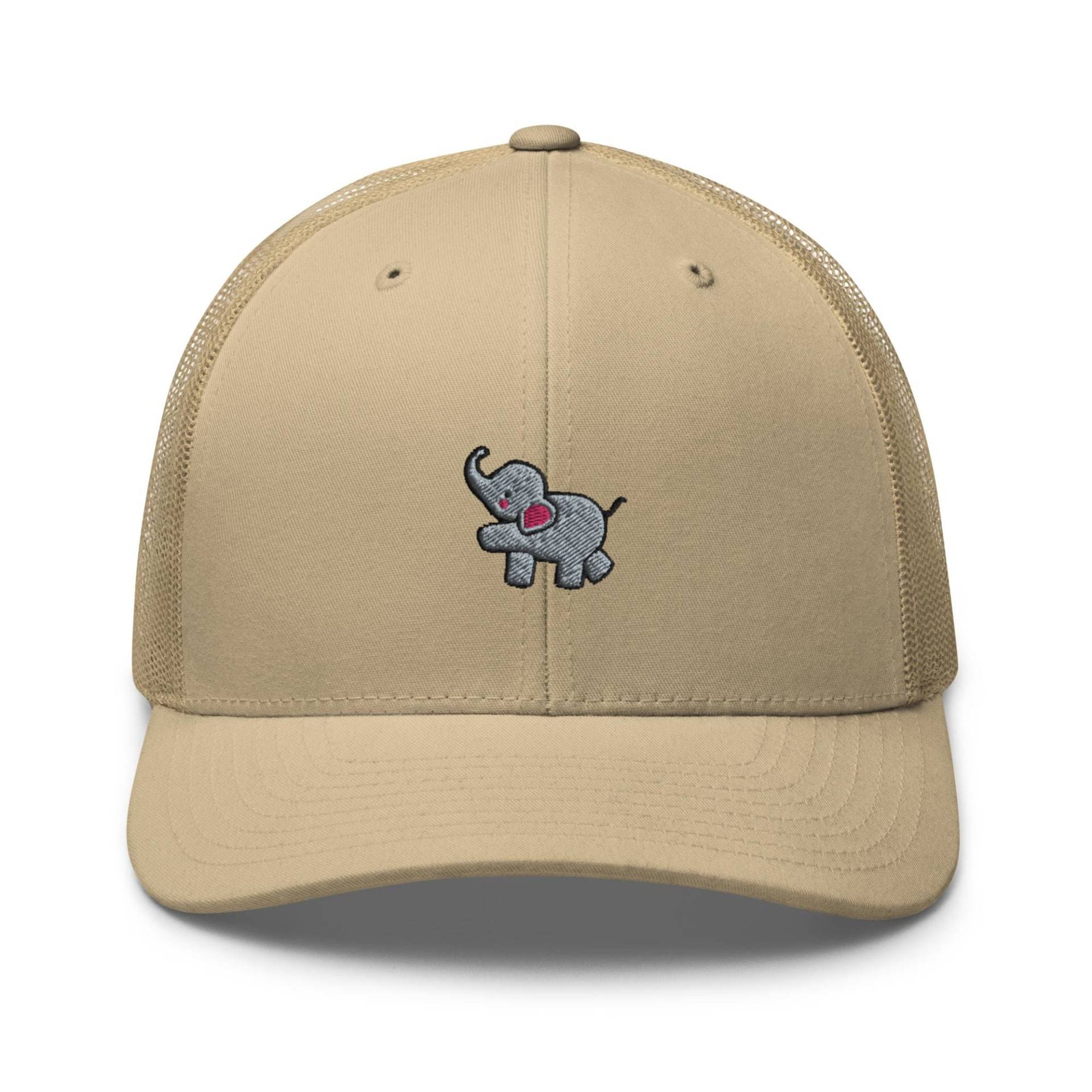 Baby-Elefant Bestickte Retro-Trucker-Mütze - Strukturiert Mit Netzrücken in Verschiedenen Farben von TofuTigerStudio