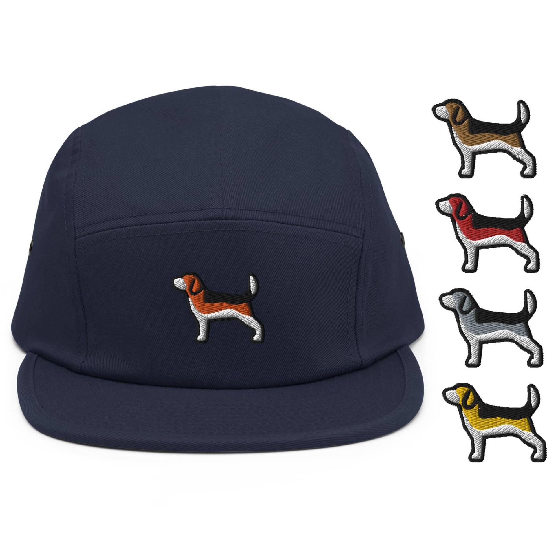 Beagle Bestickte 5 Panel Camper Cap - Reine Baumwolle Bequeme Passform in Einer Vielzahl Von Farben von TofuTigerStudio