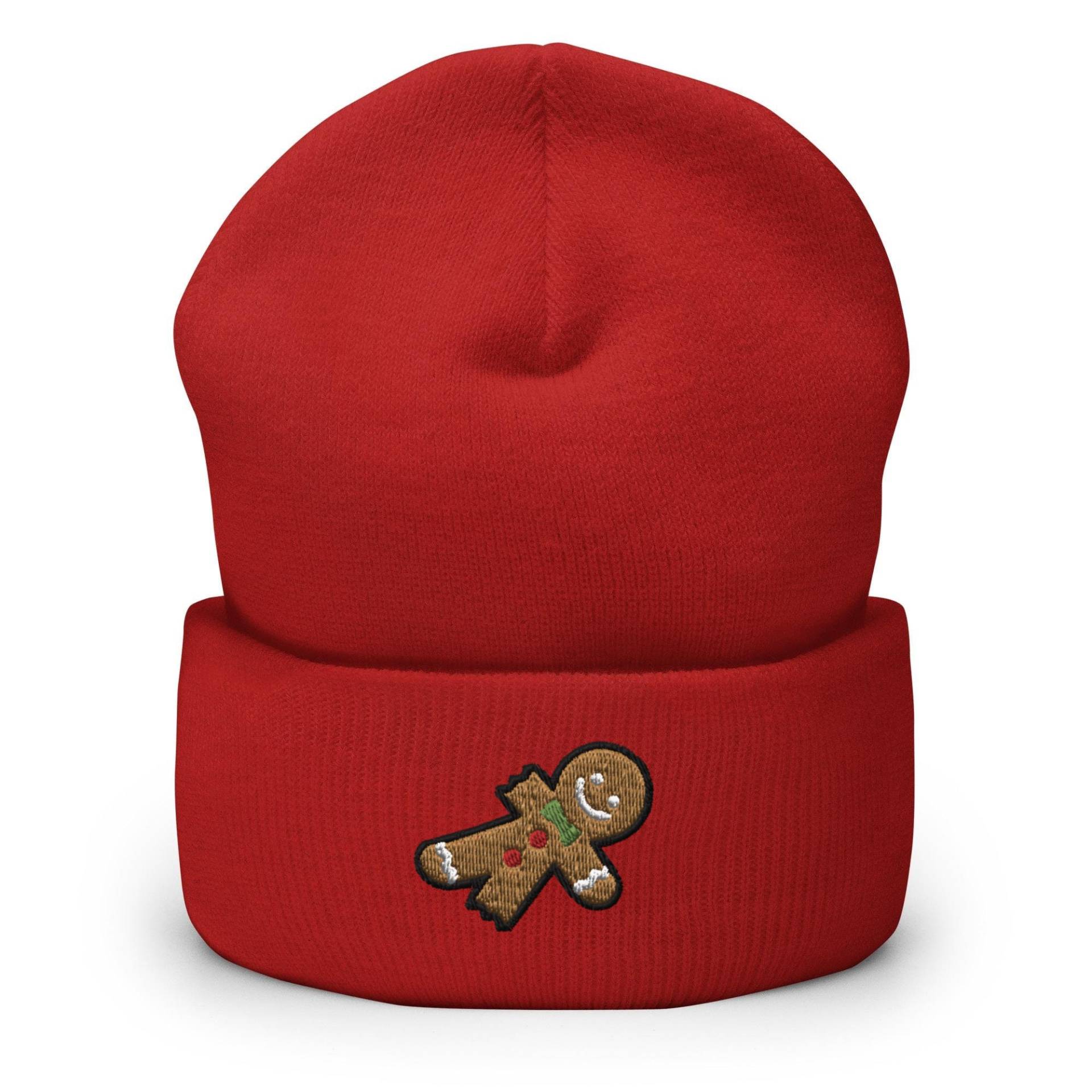 Bitten Gingerbread Man Bestickte Beanie - Warme Und Stilvolle Kopfbedeckung in Verschiedenen Farben von TofuTigerStudio