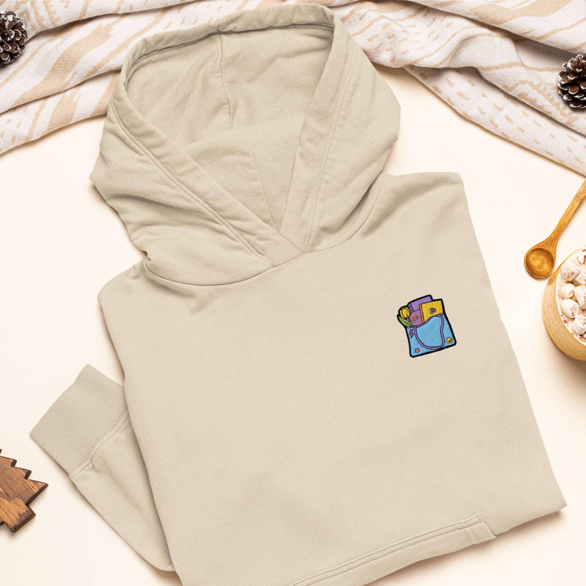 Book Lover Tragetasche Bestickter Hoodie Schwere Mischung Aus Baumwolle Und Polyester, Unisex Fit von TofuTigerStudio