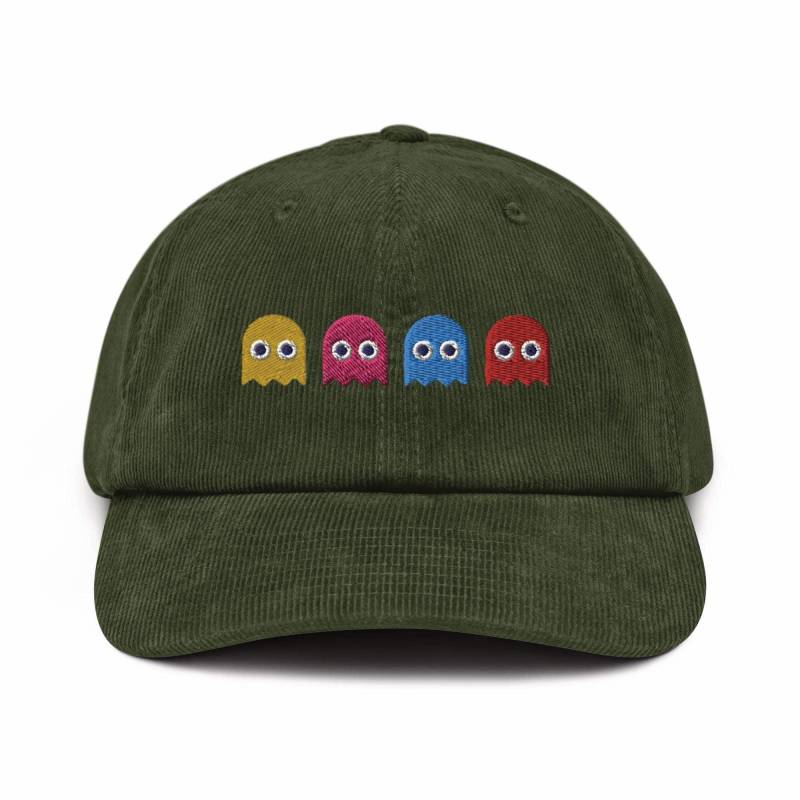 Bunter Retro Arcade-Spiel Geister Bestickter Baumwoll-Cord-Hut Anpassungsfähige Passform von TofuTigerStudio