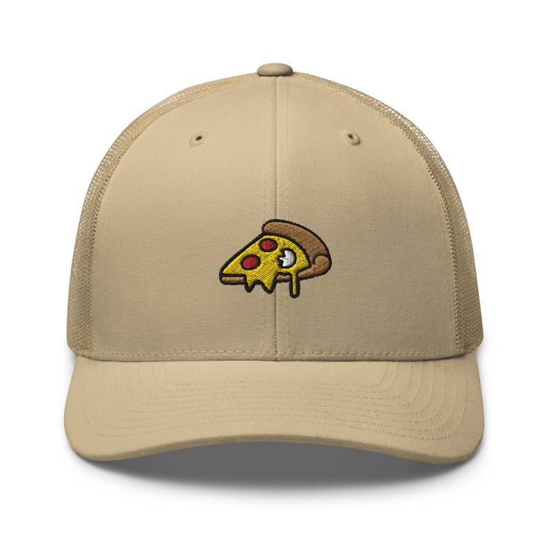 Cheesy Pizza Stück Bestickte Trucker Cap Strukturierte Retro Cap Mit Netzeinsatz Am Hinterkopf von TofuTigerStudio