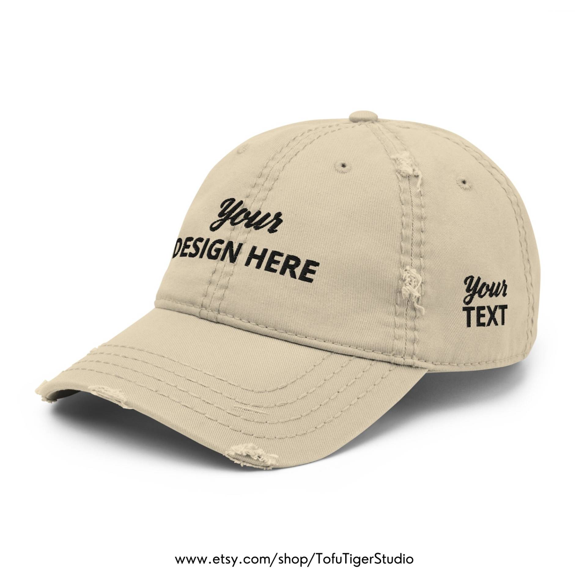 Distressed Dad Hat - Ihr Design, Logo Oder Text Bestickte Baseballkappe Aus Baumwolle Mit Niedrigem Profil Rabatte Für Sammelbestellungen Verfügbar von TofuTigerStudio