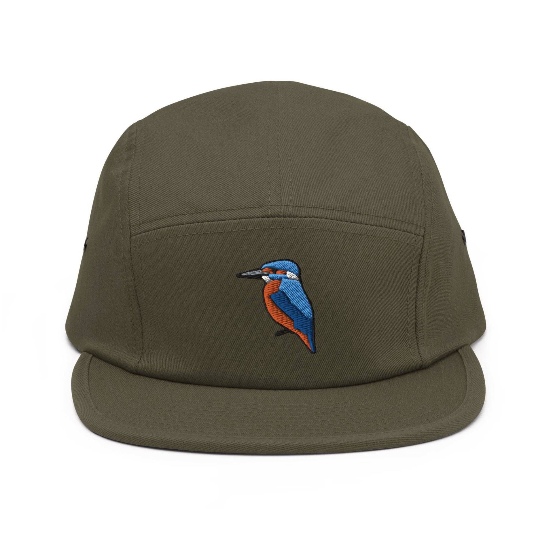 Eisvogel Vogel Bestickte 5 Panel Camper Cap - Reine Baumwolle Bequeme Passform in Einer Vielzahl Von Farben von TofuTigerStudio