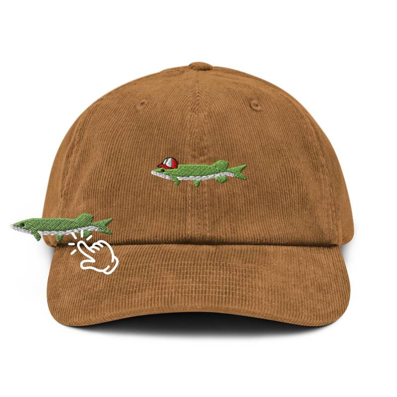 Hecht Bestickter Baumwoll-Cord-Hut Verstellbare Passform von TofuTigerStudio