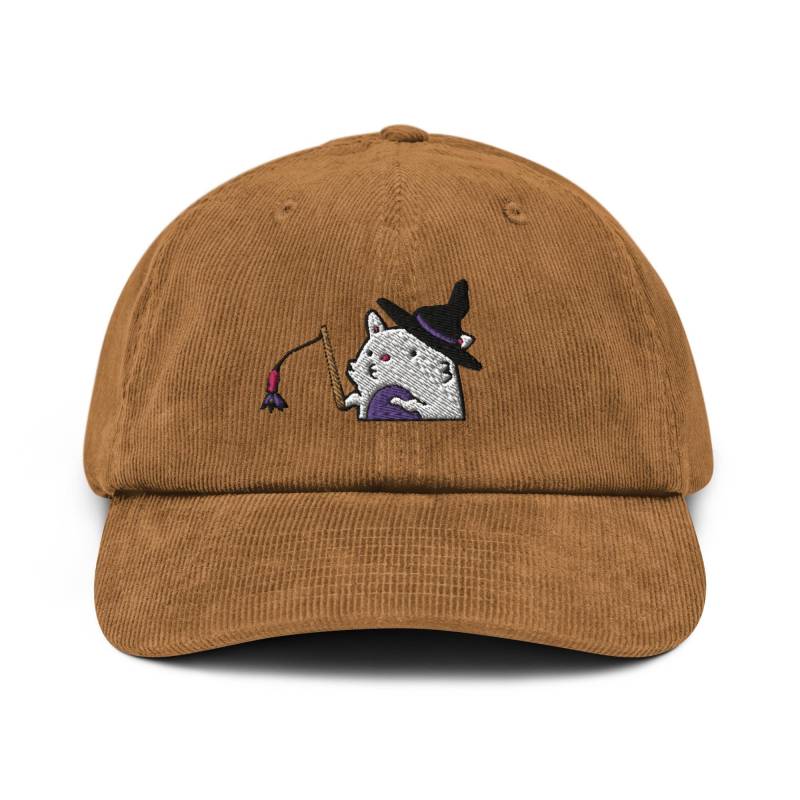 Hexen-Zaubererkatze Bestickter Baumwoll-Cord-Hut Einstellbare Passform von TofuTigerStudio