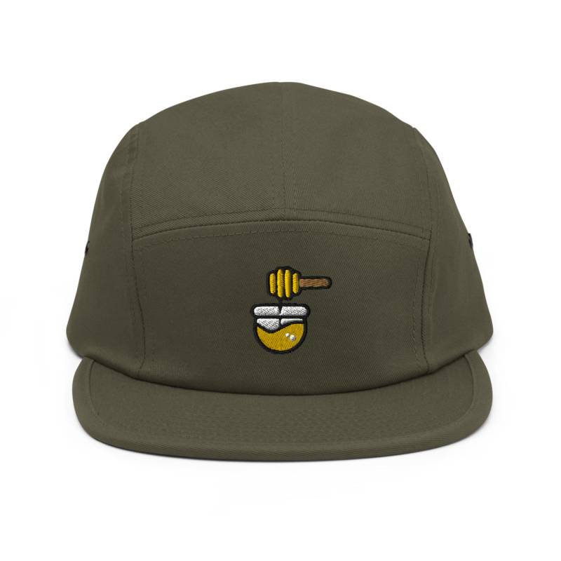 Honigglas Und Löffel Bestickt 5 Panel Camper Cap Aus Reiner Baumwolle Bequeme Passform in Verschiedenen Farben von TofuTigerStudio