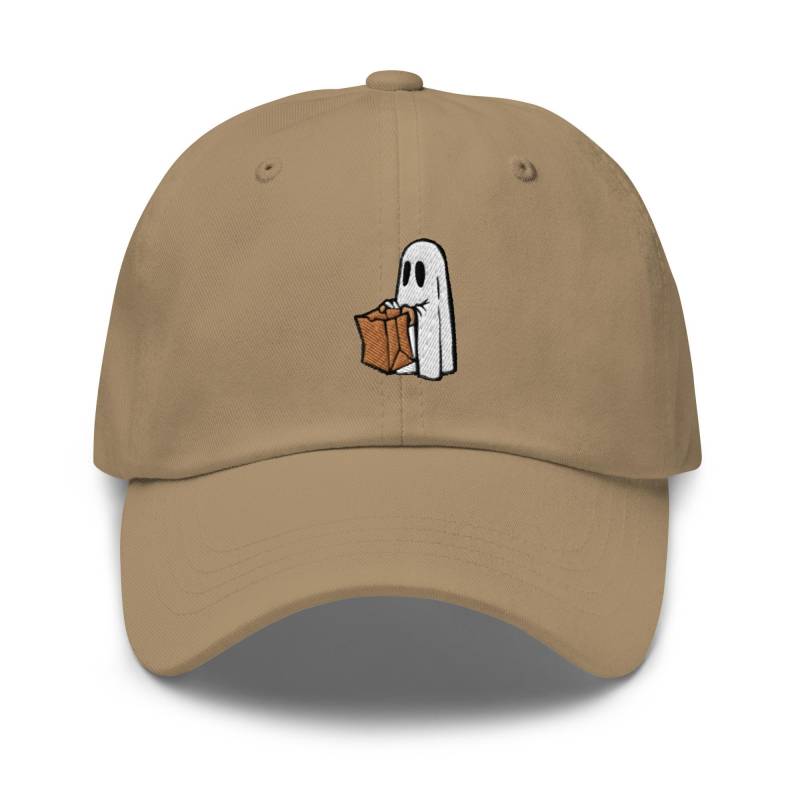Braune Tasche Süßes Oder Saures Geist Gestickte Dad-Cap Chino-Baumwolltwill-Verstellbarer Unisex-Hut von TofuTigerStudio