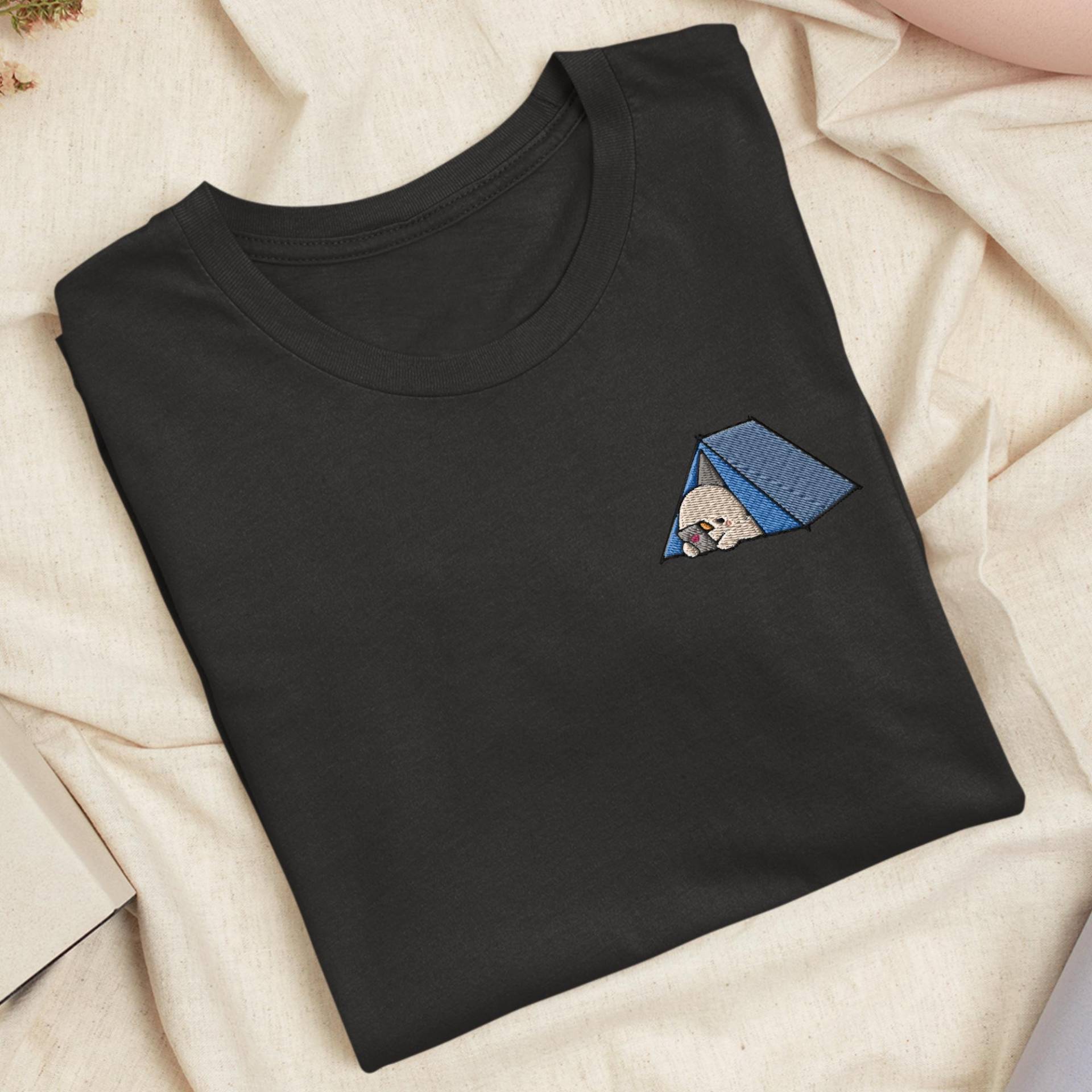Kawaii Camping Duck Besticktes T-Shirt Leichte Baumwolle, Unisex Fit von TofuTigerStudio