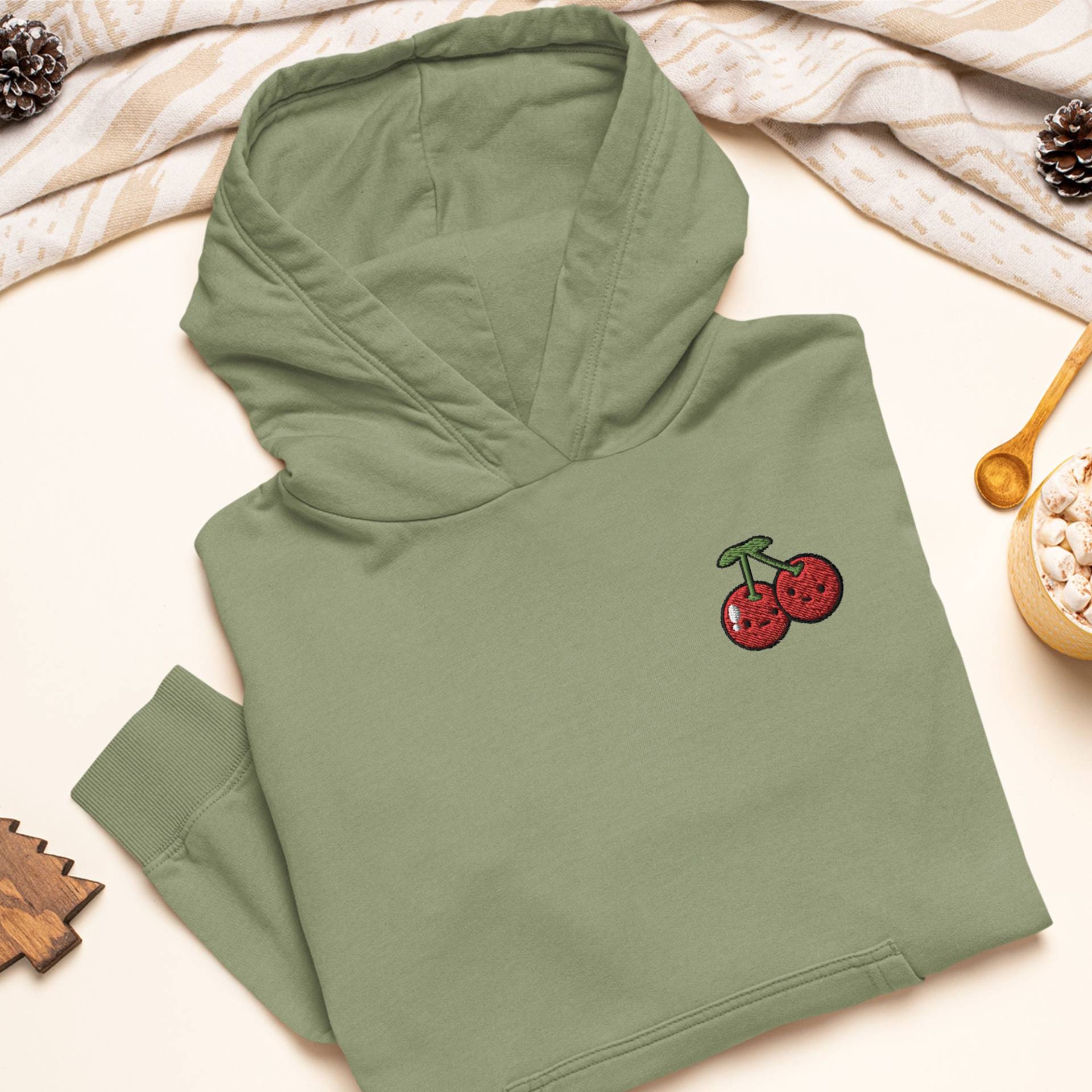 Kawaii Kirsche Bestickter Hoodie Schwere Mischung Aus Baumwolle Und Polyester, Unisex Fit Kawaii Kirsche Bestickter Hoodie Schwere Mischung Aus Baumwolle Und Polyester, Unisex Fit von TofuTigerStudio