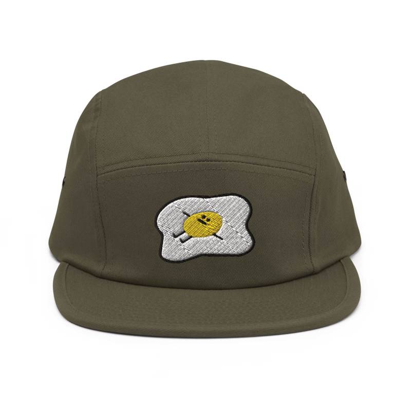 Kawaii Faule Unmotivierte Spiegelei Bestickte 5-Panel Baumwoll Camper Cap Verstellbare Passform von TofuTigerStudio