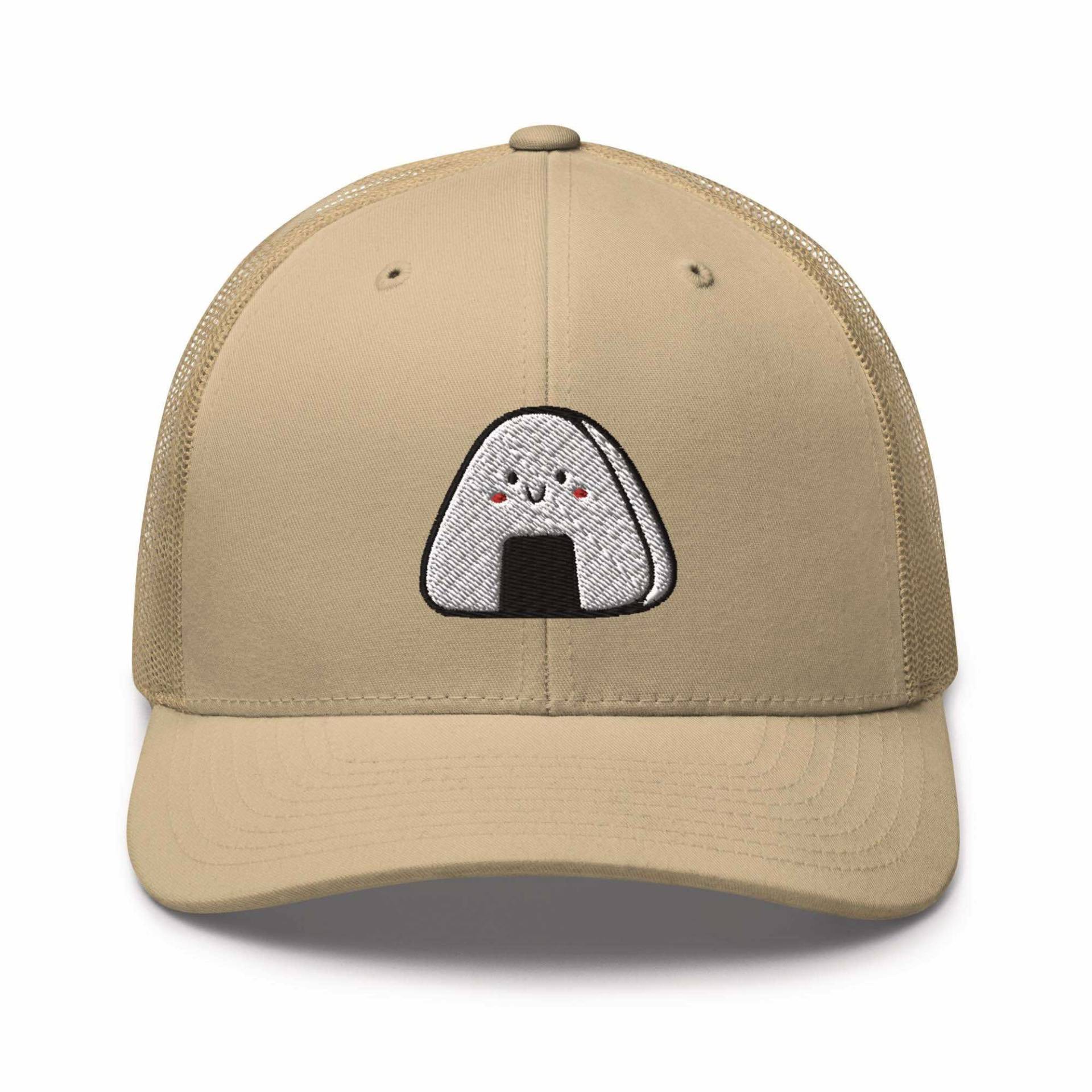 Kawaii Onigiri Bestickter Retro-Trucker-Hut - Strukturiert Mit Netzrücken in Verschiedenen Farben von TofuTigerStudio