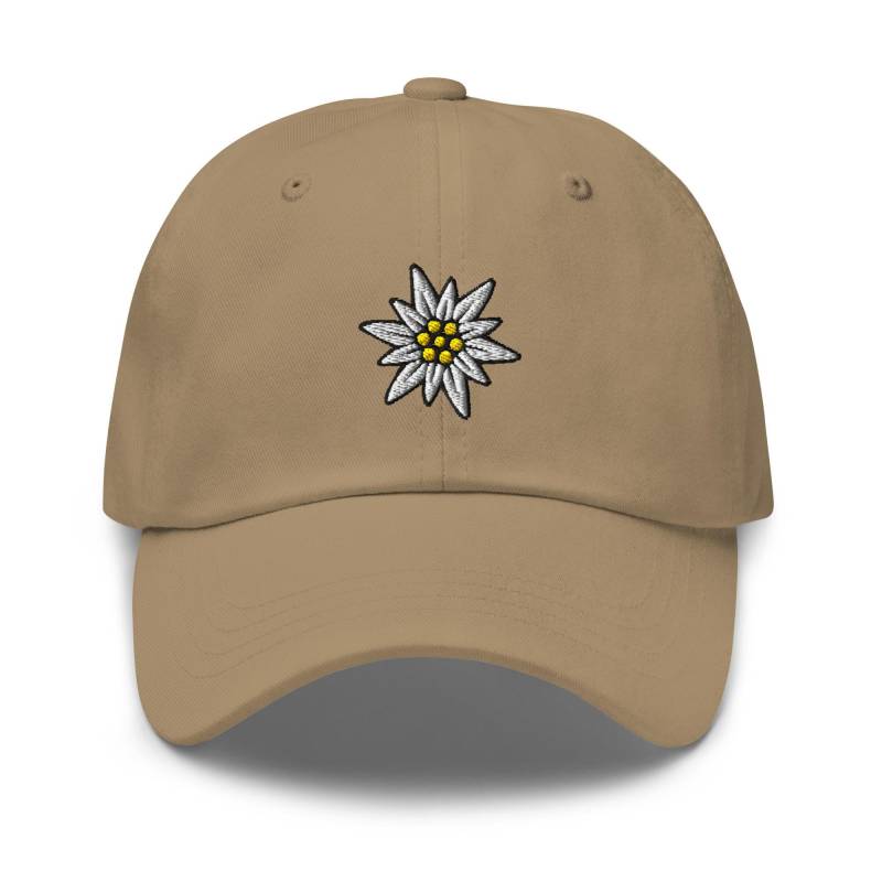 Edelweiss Blume Gestickte Dad-Kappe Verstellbare Unisex-Kappe Aus Chino-Baumwolltwill von TofuTigerStudio