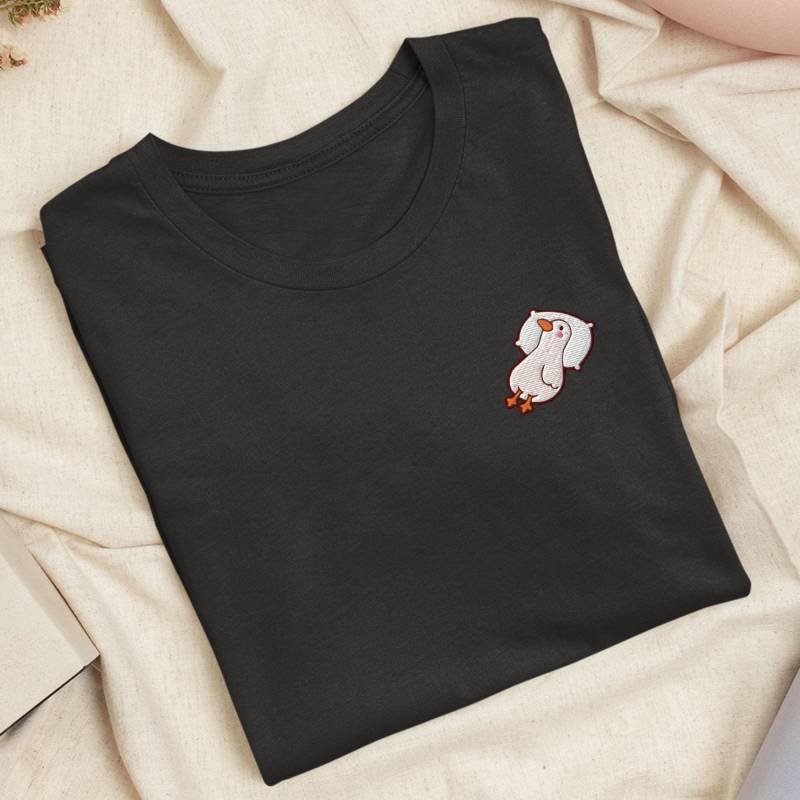 Müde Gans Besticktes T-Shirt Leichte Baumwolle, Unisex-Passform von TofuTigerStudio