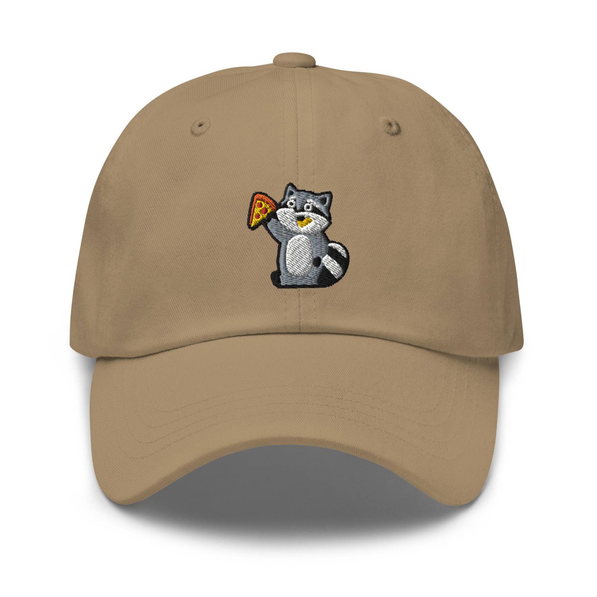 Pizza Waschbär Dad Cap Bestickte Chino Cotton Twill Verstellbare Unisex Mütze von TofuTigerStudio