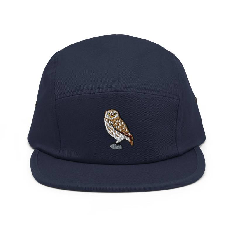 Kleine Eule Der Athene Bestickte 5-Panel Baumwoll-Camper-Cap Verstellbare Passform von TofuTigerStudio