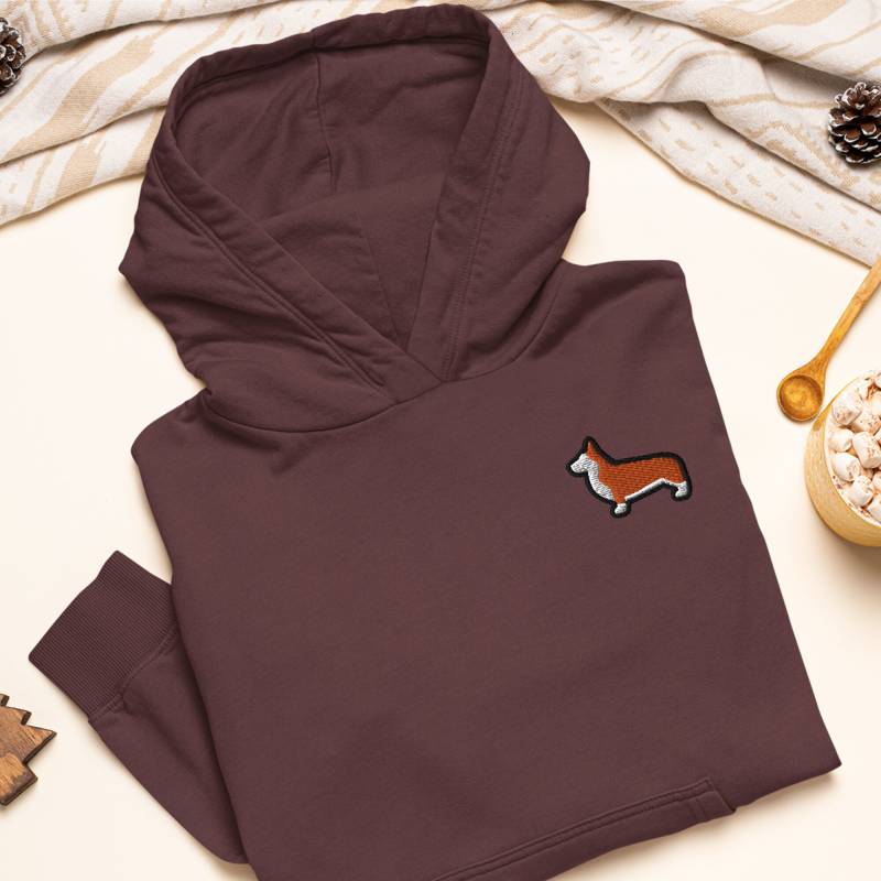 Pembroke Welsh Corgis Bestickter Hoodie Schwere Mischung Aus Baumwolle Und Polyester, Unisex Fit von TofuTigerStudio