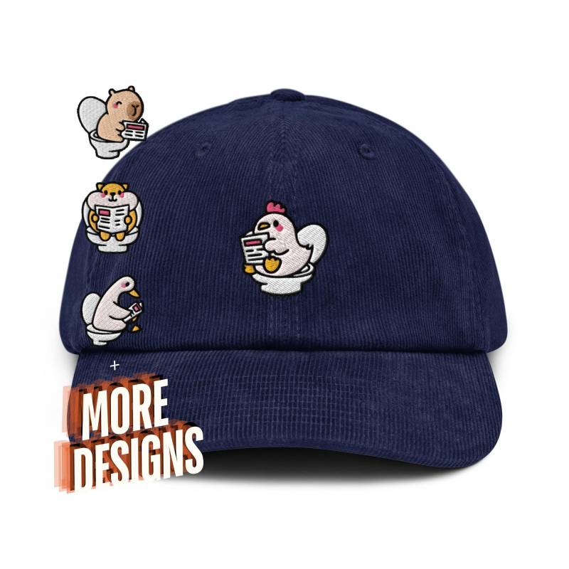 Pooping Animals Bestickter Baumwoll-Cord-Hut Verstellbare Passform von TofuTigerStudio