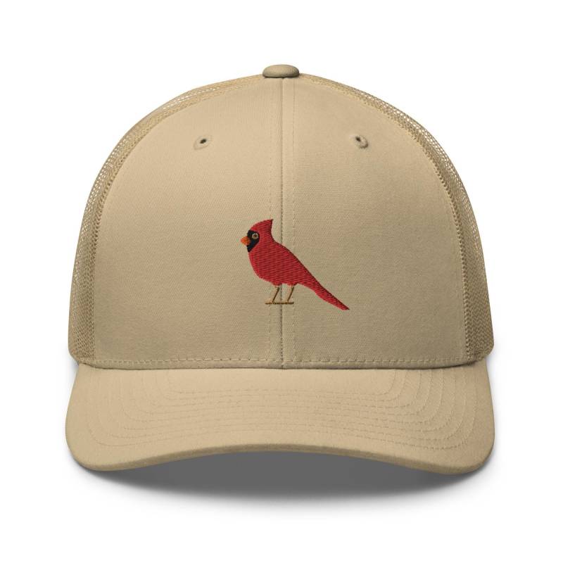 Red Cardinal Bird Watcher Bestickter Retro Trucker-Hut - Strukturiert Mit Netzrücken in Verschiedenen Farben von TofuTigerStudio