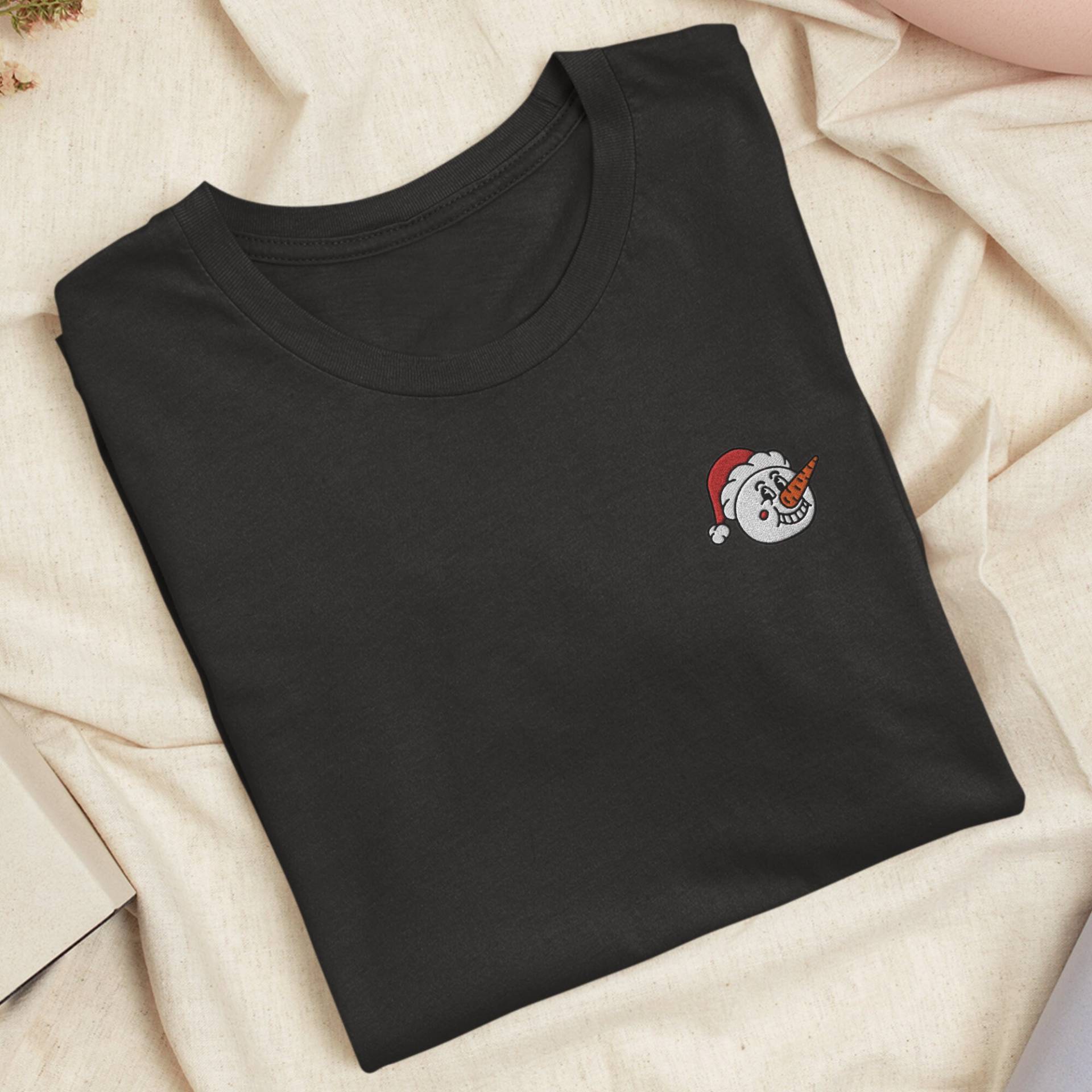 Retro Schneemann Stola Santas Hut Besticktes T-Shirt Leichte Baumwolle, Unisex Fit Retro Schneemann Stola Santas Hut Besticktes T-Shirt Leichte Baumwolle, Unisex Fit von TofuTigerStudio