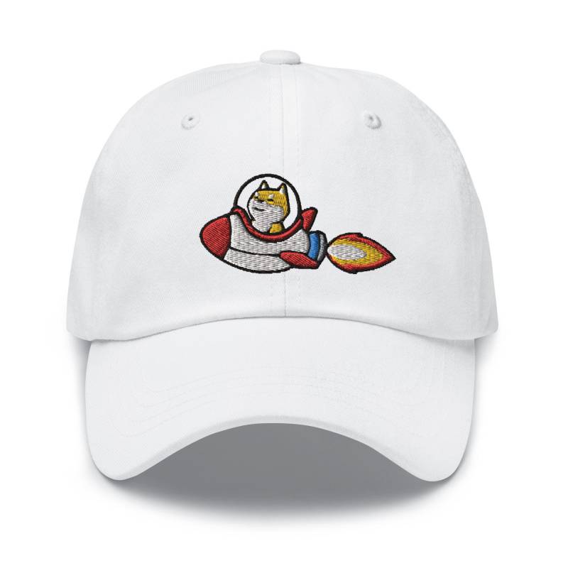 Rocket Shiba Inu Bestickte Dad Cap Chino Cotton Twill Verstellbare Unisex Mütze von TofuTigerStudio
