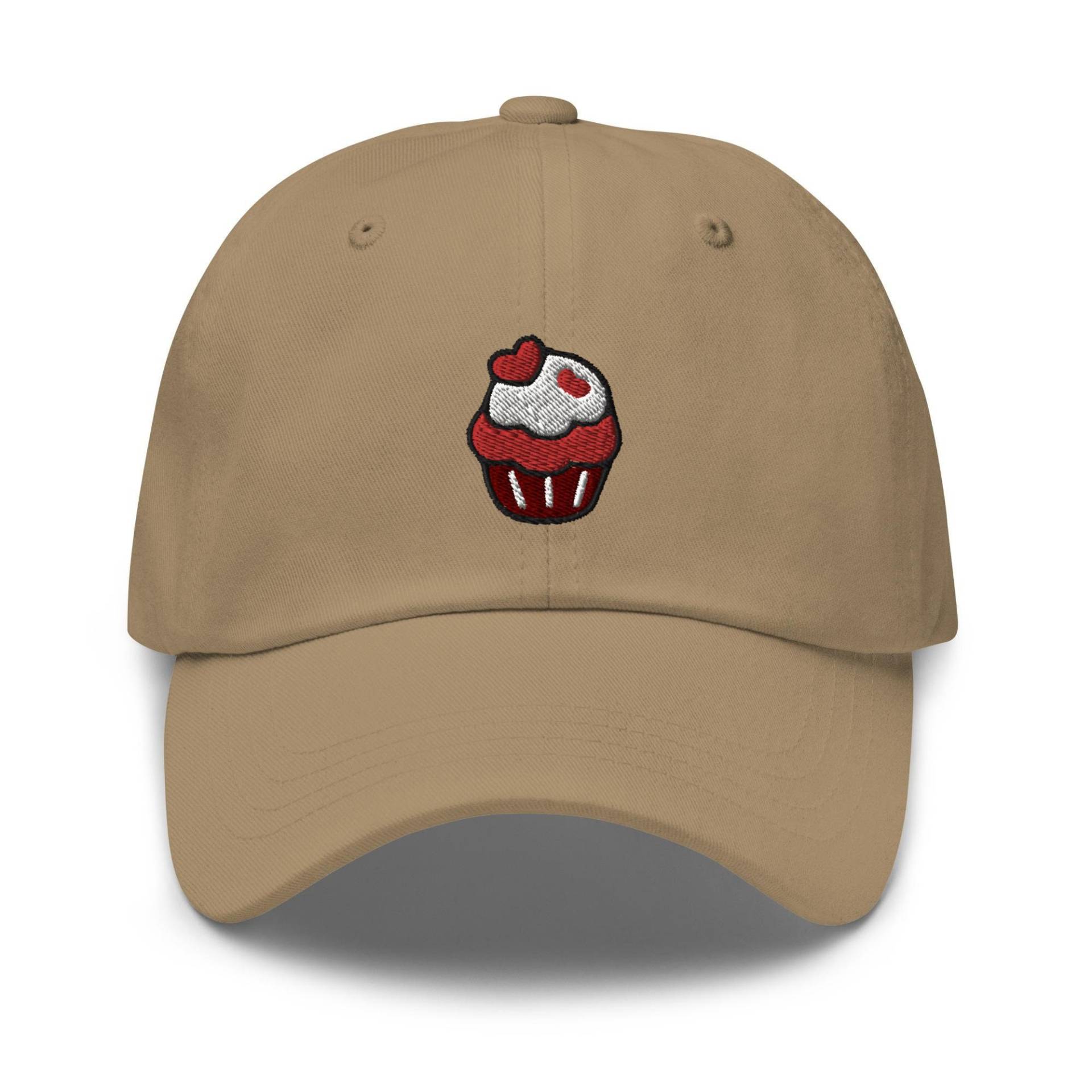 Roter Samt Cupcake Bestickte Dad Cap - Trendiges Unstrukturiertes Design Bequemer Chino Baumwollköper in Verschiedenen Farben von TofuTigerStudio