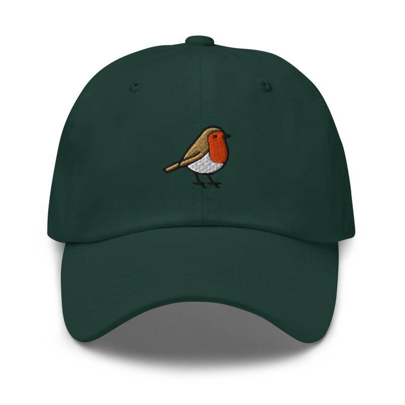 Rotkehlchen Gestickte Dad-Kappe Verstellbare Unisex-Kappe Aus Chino-Baumwolltwill von TofuTigerStudio