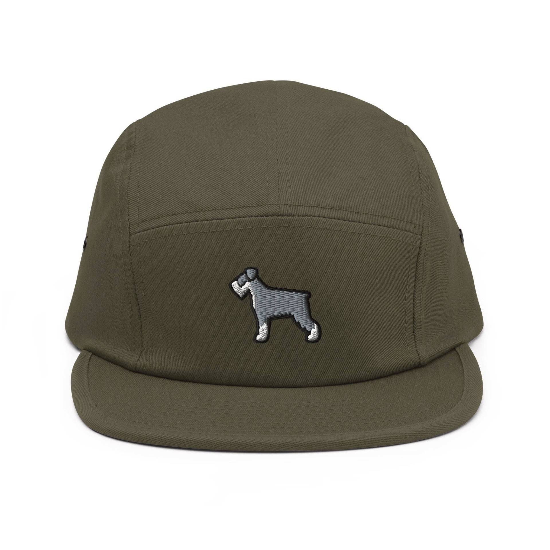 Schnauzer Bestickte 5 Panel Camper Cap - Reine Baumwolle Bequeme Passform in Einer Vielzahl Von Farben von TofuTigerStudio