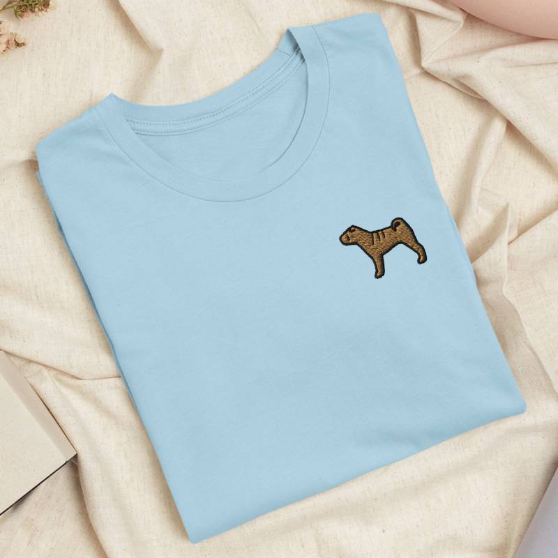 Shar Pei Besticktes T-Shirt Leichte Baumwolle, Unisex Fit Shar Pei Besticktes T-Shirt Leichte Baumwolle, Unisex Fit von TofuTigerStudio