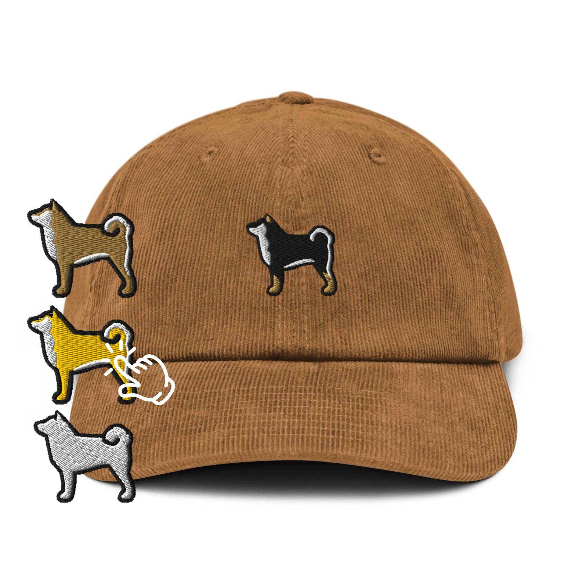 Shiba Inu Bestickter Baumwoll-Cord-Hut Verstellbare Passform von TofuTigerStudio