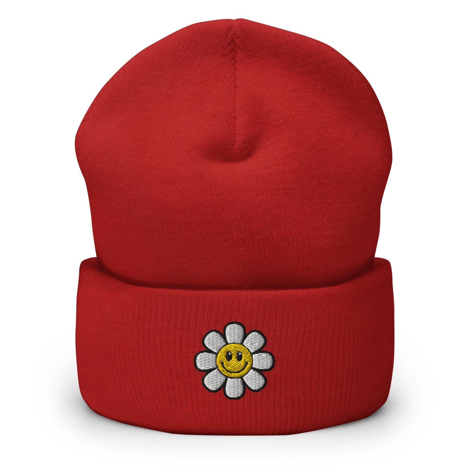 Smiley Blumen Beanie - Warme Und Stilvolle Kopfbedeckung in Verschiedenen Farben von TofuTigerStudio